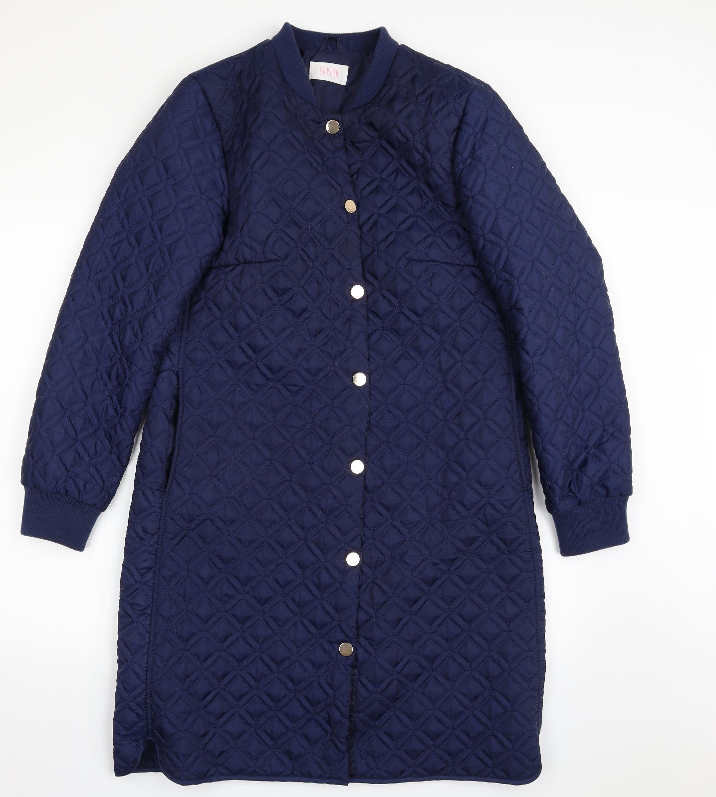 Savida Womens Blue Argyle/Diamond  Quilted Jacket Size S  Snap