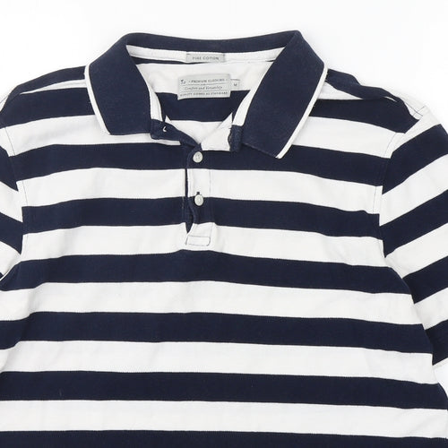 TU Mens Multicoloured Striped Cotton  Polo Size M Collared