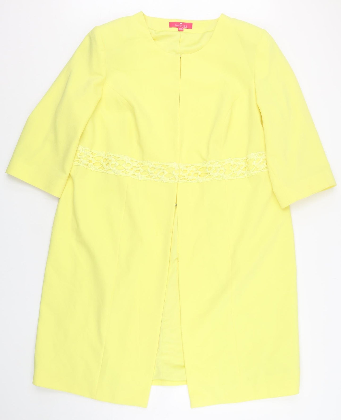 Together Womens Yellow   Overcoat Coat Size 22