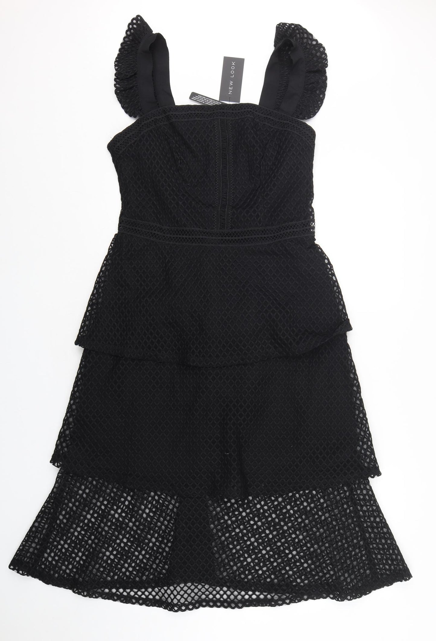 New Look Womens Black  Polyester A-Line  Size 14  Square Neck