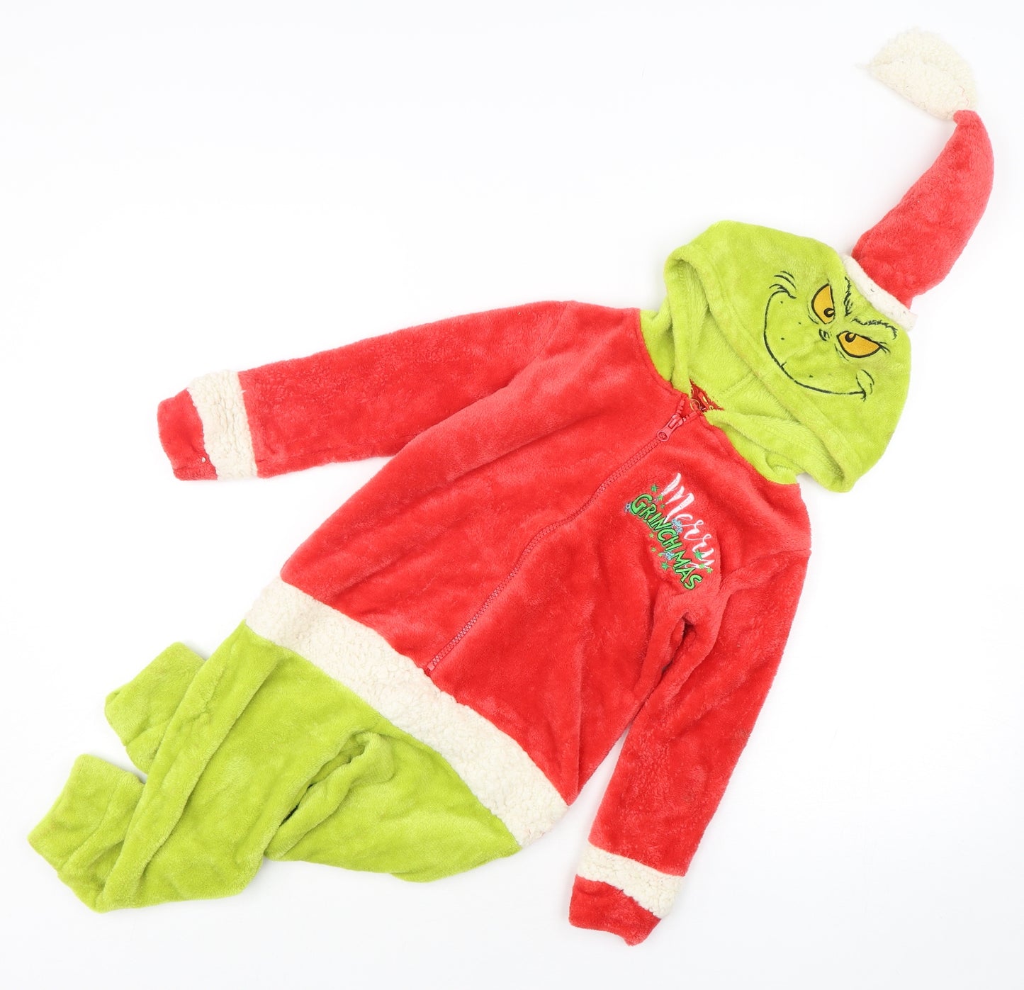 Dr Seuss Boys Multicoloured  Polyester  One Piece Size 5-6 Years  Zip - The Grinch