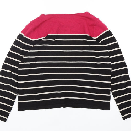 Marks and Spencer Womens Multicoloured Round Neck Striped Acrylic Pullover Jumper Size 12