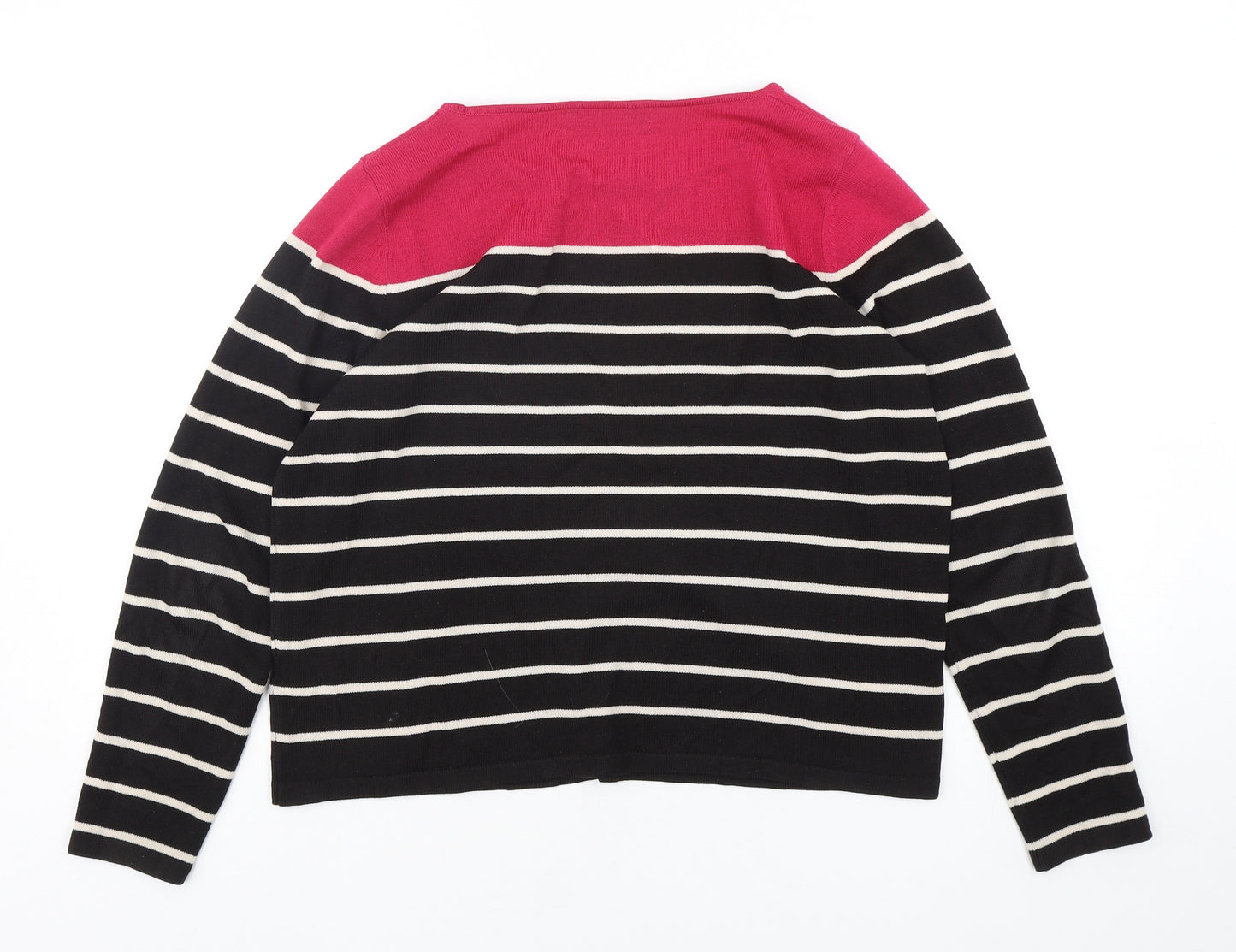 Marks and Spencer Womens Multicoloured Round Neck Striped Acrylic Pullover Jumper Size 12