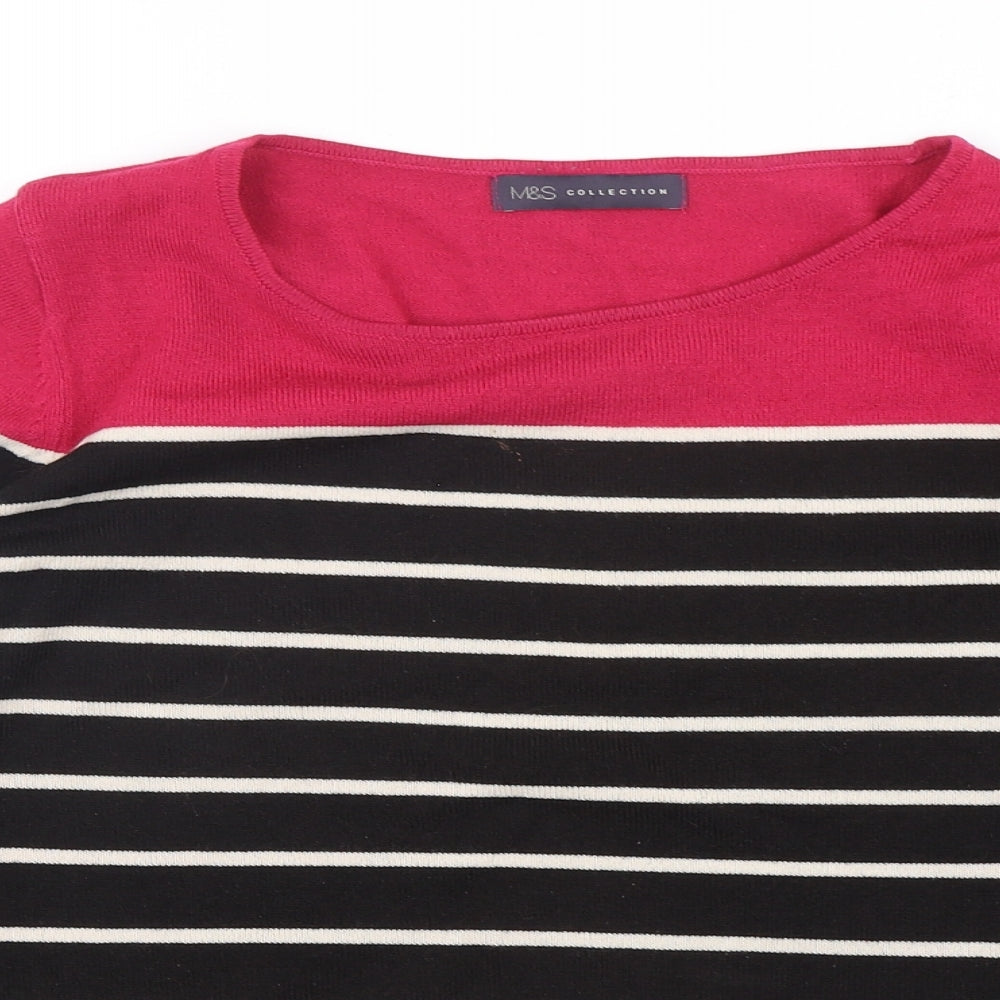 Marks and Spencer Womens Multicoloured Round Neck Striped Acrylic Pullover Jumper Size 12