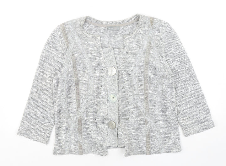 Per Una Womens Grey Square Neck Polyester Cardigan Jumper Size M