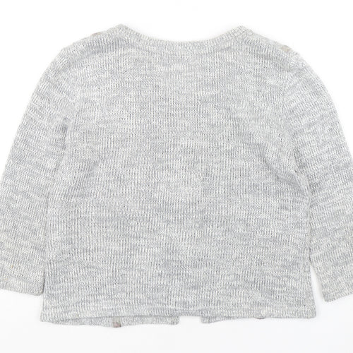 Per Una  Womens Grey Square Neck  Polyester Cardigan Jumper Size M