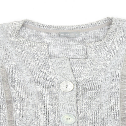 Per Una  Womens Grey Square Neck  Polyester Cardigan Jumper Size M