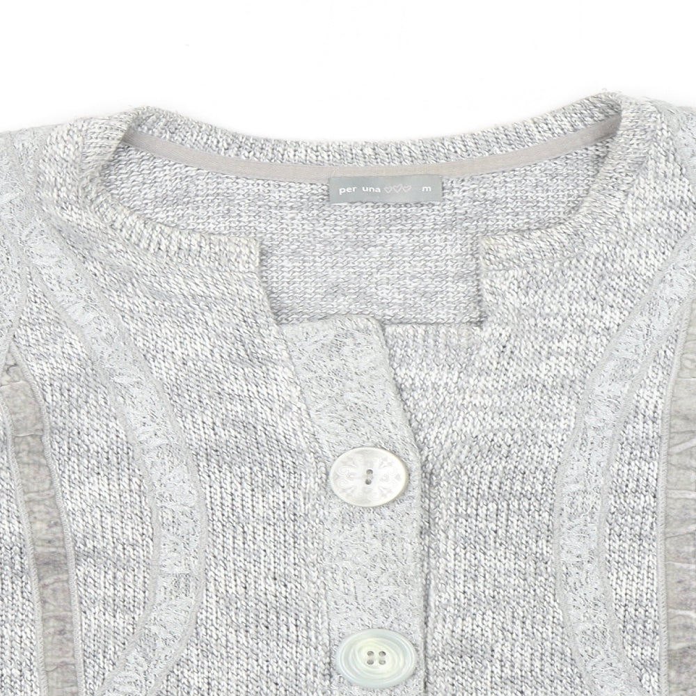Per Una  Womens Grey Square Neck  Polyester Cardigan Jumper Size M