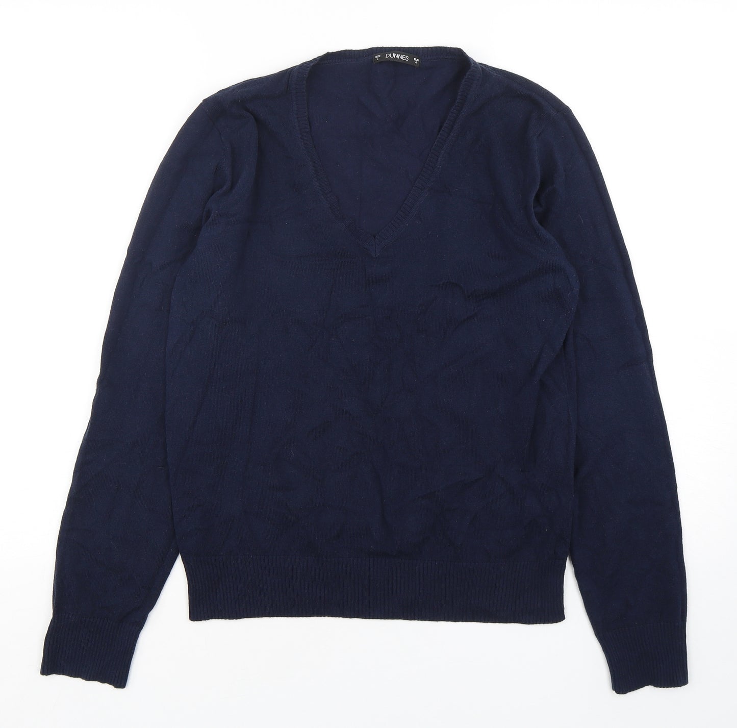 Dunnes Stores Womens Blue V-Neck  Cotton Pullover Jumper Size L