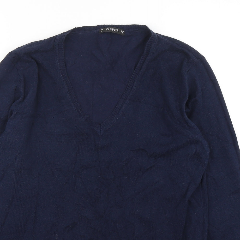 Dunnes Stores Womens Blue V-Neck  Cotton Pullover Jumper Size L