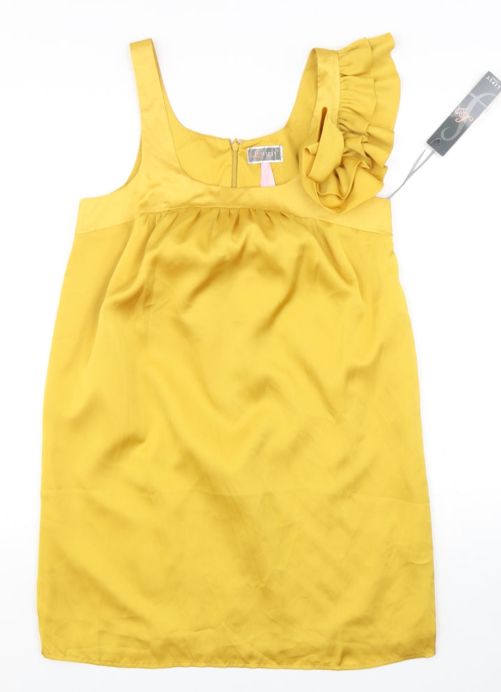 Lipsy Womens Yellow  Polyester A-Line  Size 12  Round Neck