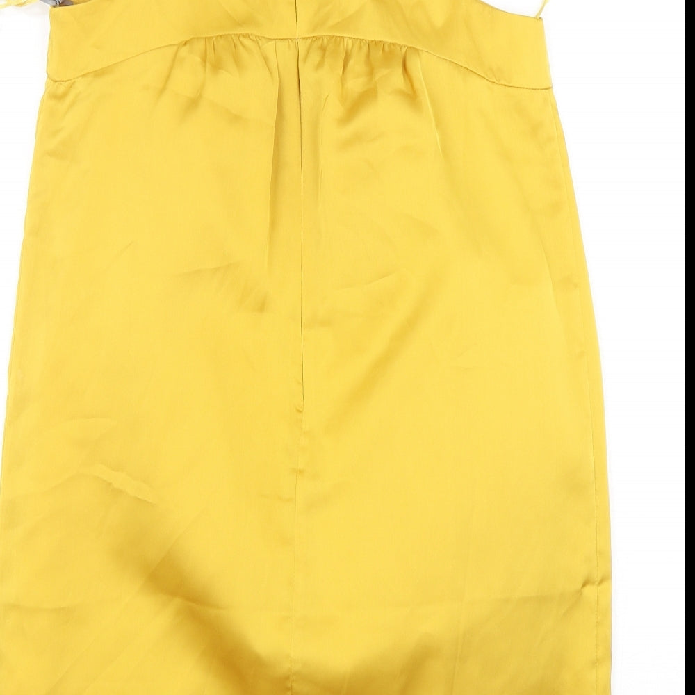 Lipsy Womens Yellow  Polyester A-Line  Size 12  Round Neck