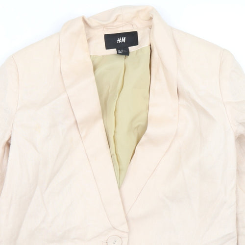 H&M Womens Pink  Linen Jacket Blazer Size 8