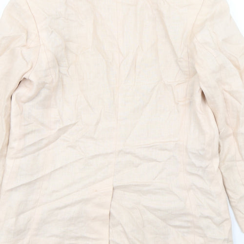 H&M Womens Pink  Linen Jacket Blazer Size 8