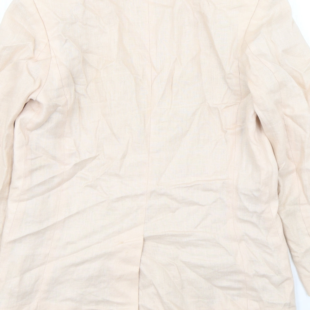 H&M Womens Pink  Linen Jacket Blazer Size 8