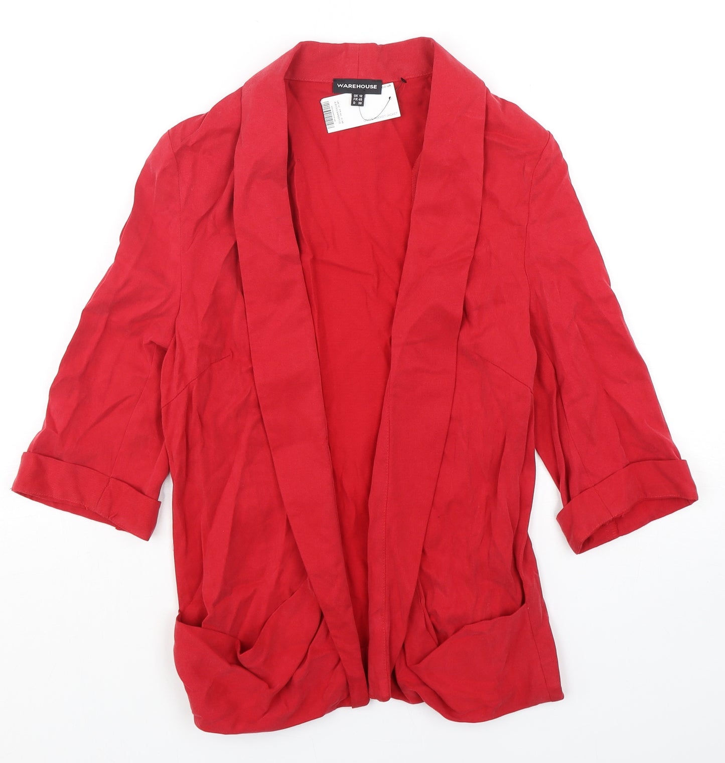 Warehouse Womens Red  Lyocell Jacket Blazer Size 12