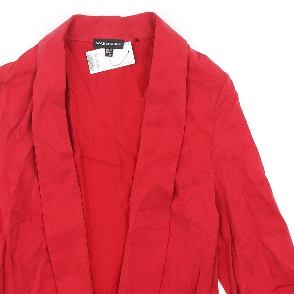 Warehouse Womens Red  Lyocell Jacket Blazer Size 12