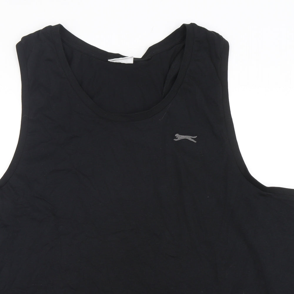 Slazenger Mens Black  Cotton Basic Tank Size 4XL Round Neck