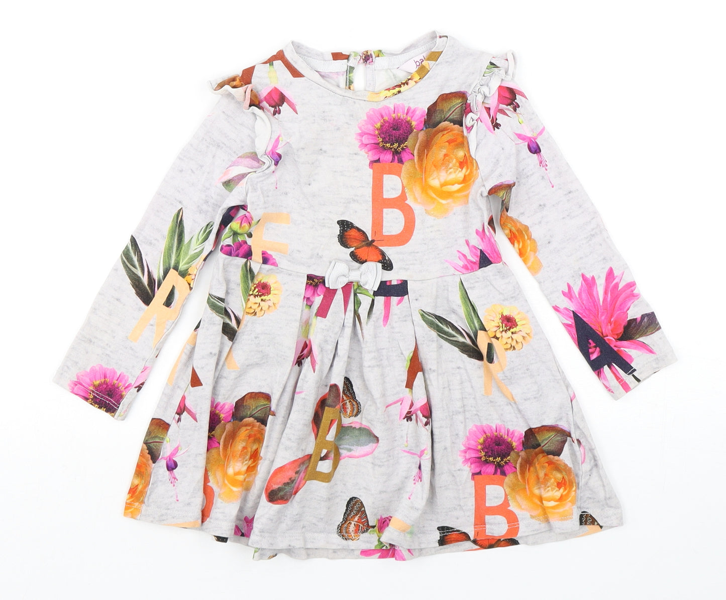 Ted Baker Girls Multicoloured Floral Cotton A-Line  Size 3-4 Years  Round Neck