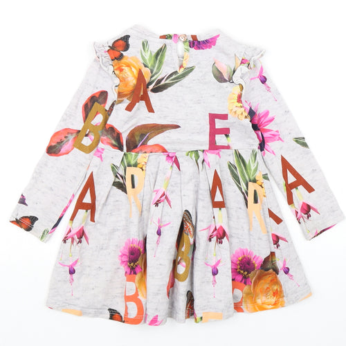 Ted Baker Girls Multicoloured Floral Cotton A-Line  Size 3-4 Years  Round Neck