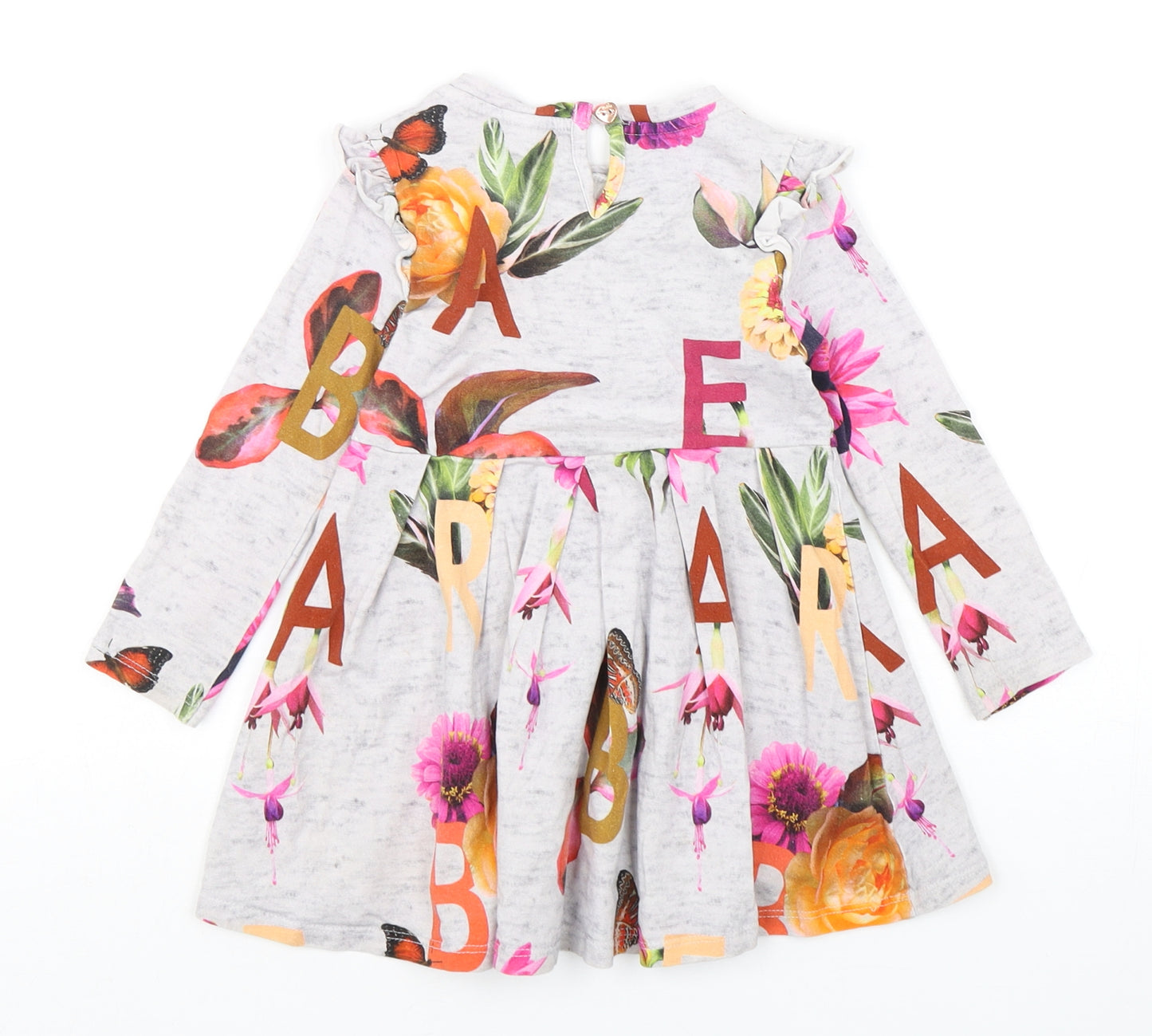 Ted Baker Girls Multicoloured Floral Cotton A-Line  Size 3-4 Years  Round Neck