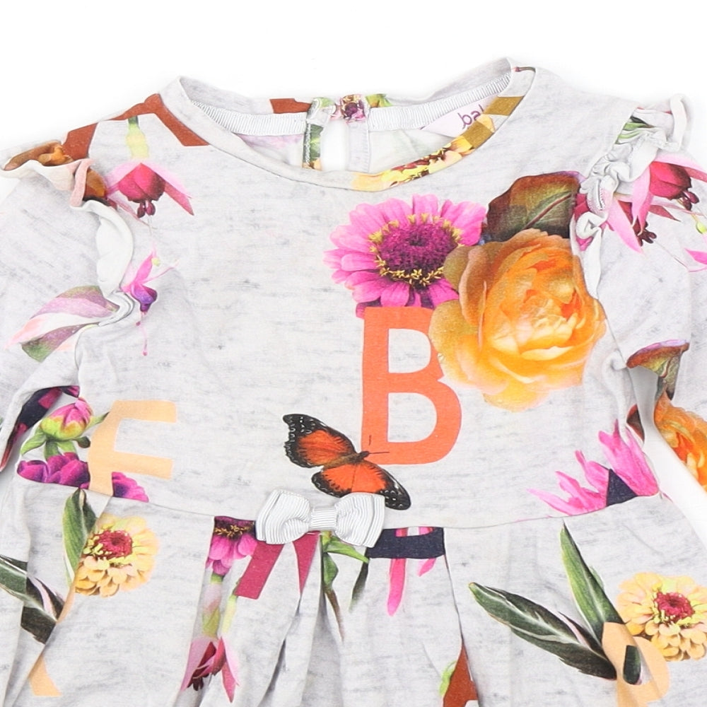 Ted Baker Girls Multicoloured Floral Cotton A-Line  Size 3-4 Years  Round Neck