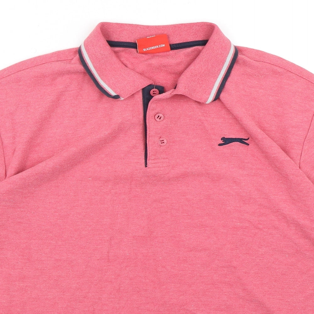 Slazenger Mens Pink  Polyester  Polo Size XL Collared Pullover