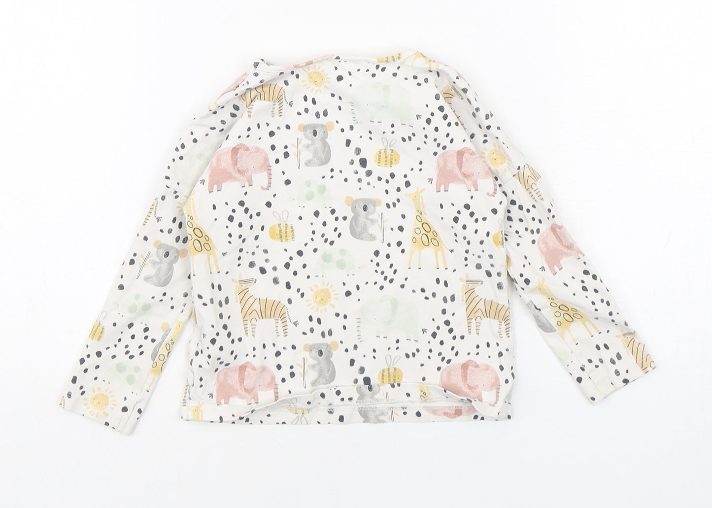 NEXT Girls Multicoloured Animal Print Cotton Basic T-Shirt Size 12-18 Months Round Neck Pullover