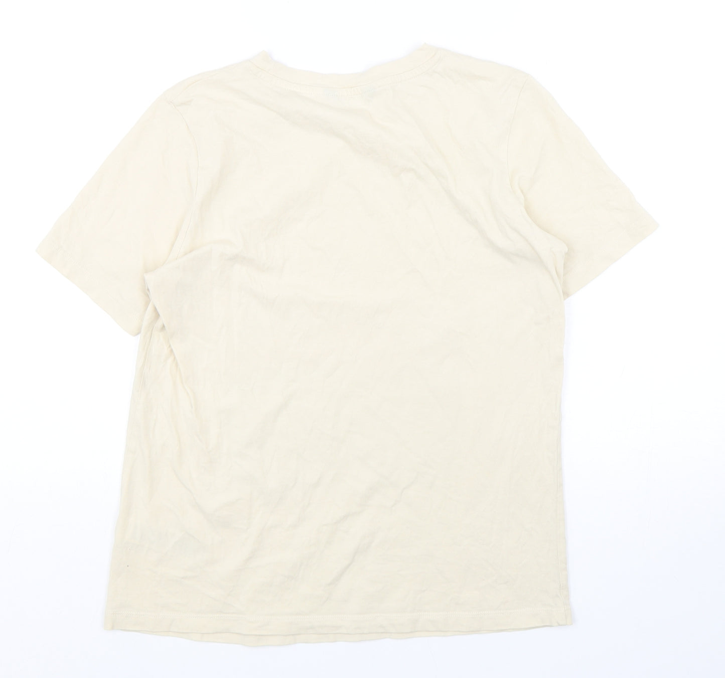 Marks and Spencer Womens Beige  Cotton Basic T-Shirt Size 10 Round Neck