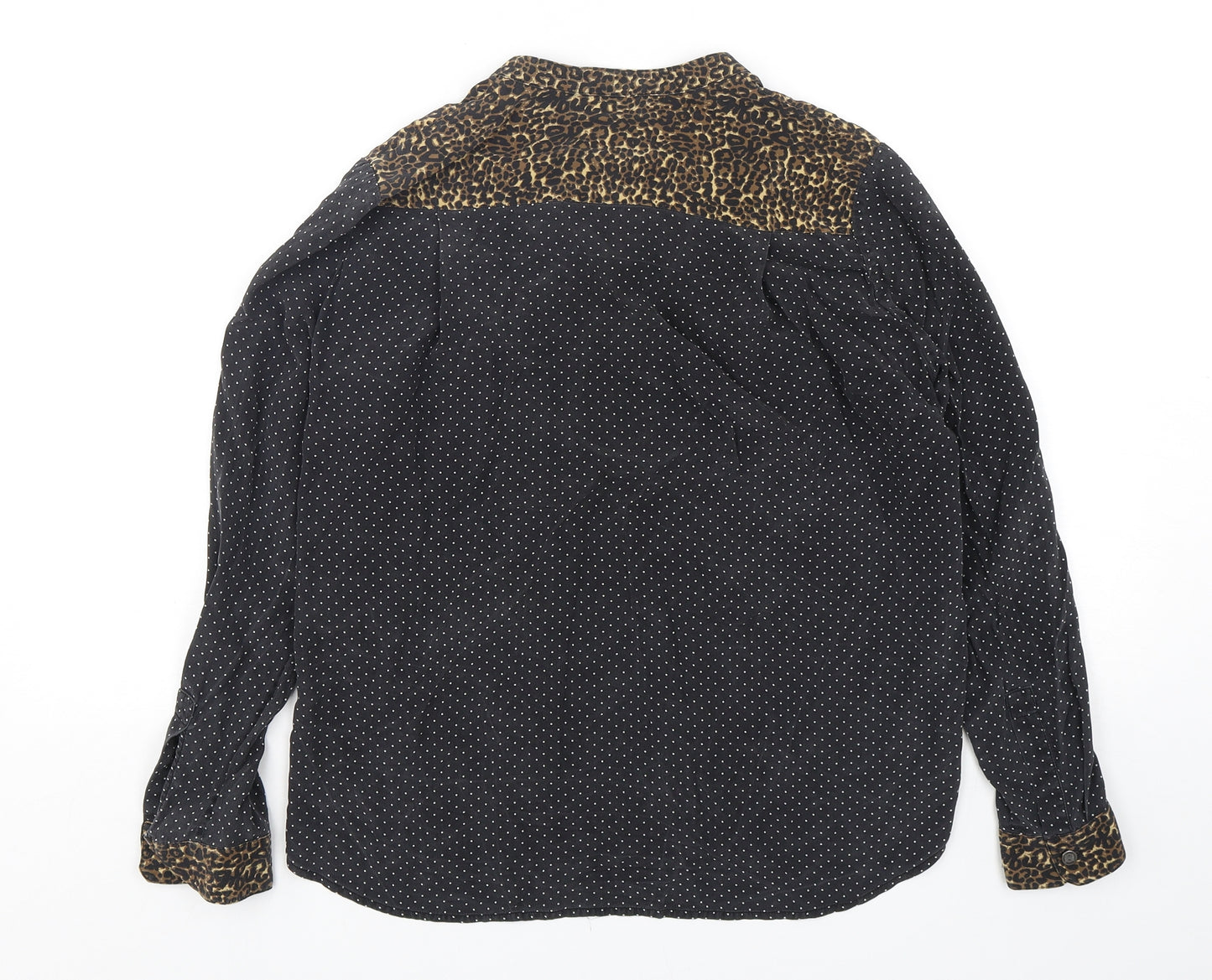 The Kooples Womens Multicoloured Polka Dot Silk Basic Button-Up Size S Round Neck