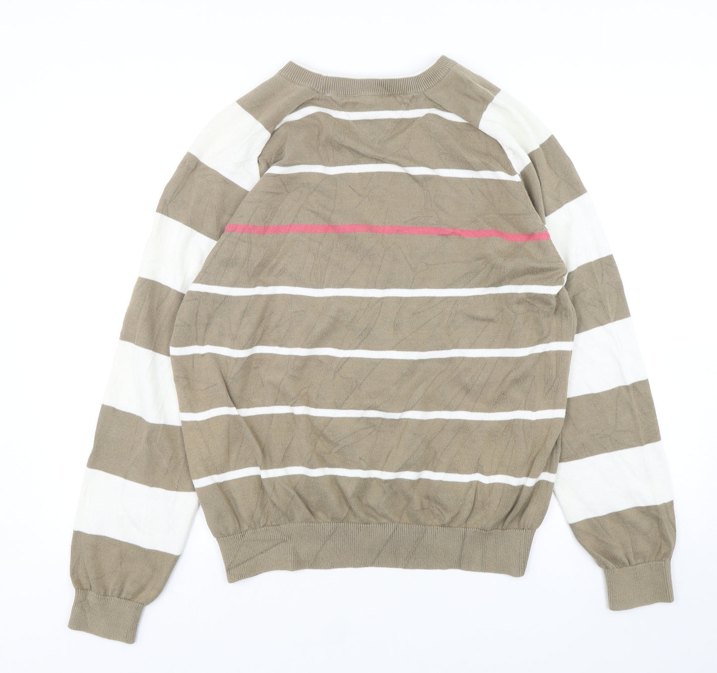 Tommy Hilfiger Mens Multicoloured Round Neck Striped Cotton Pullover Jumper Size M