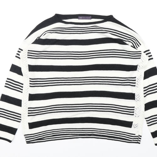 Marks and Spencer Womens Multicoloured Round Neck Striped Acrylic Pullover Jumper Size 14