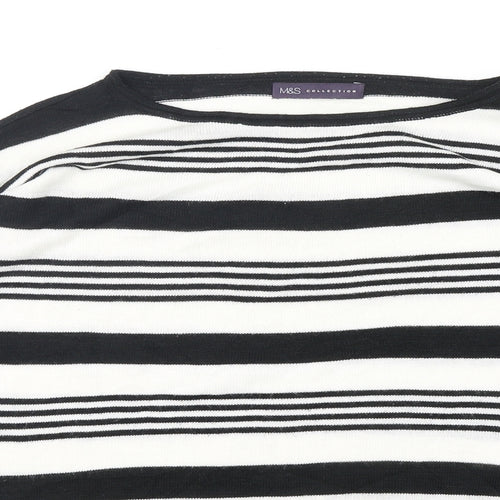 Marks and Spencer Womens Multicoloured Round Neck Striped Acrylic Pullover Jumper Size 14