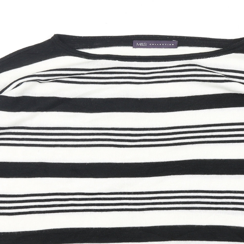 Marks and Spencer Womens Multicoloured Round Neck Striped Acrylic Pullover Jumper Size 14