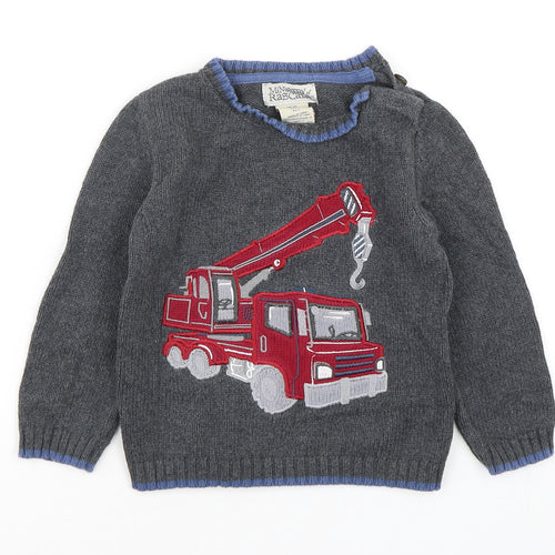 Ministry Of Rascals Boys Grey  Cotton Pullover Jumper Size 18-24 Months
