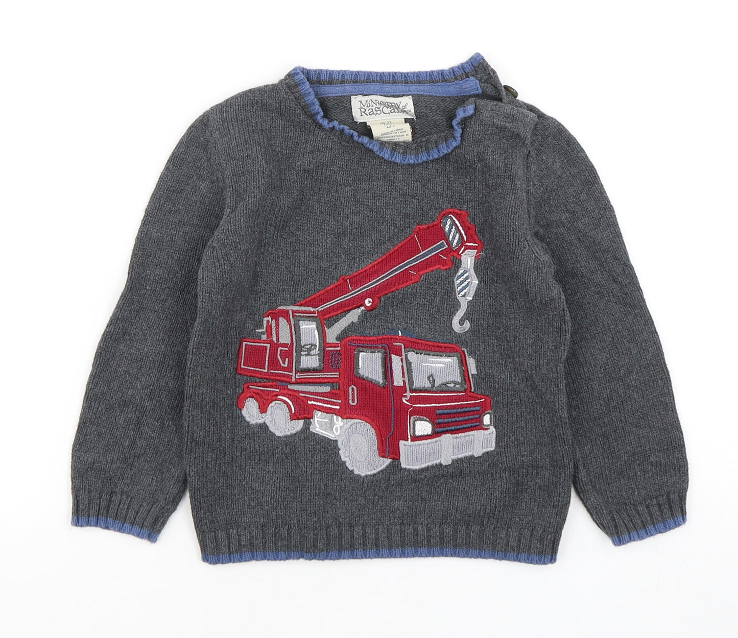 Ministry Of Rascals Boys Grey  Cotton Pullover Jumper Size 18-24 Months