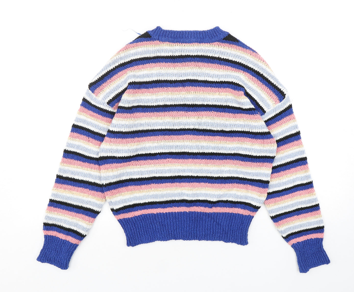 Marks and Spencer Womens Multicoloured Round Neck Striped Polyester Pullover Jumper Size S