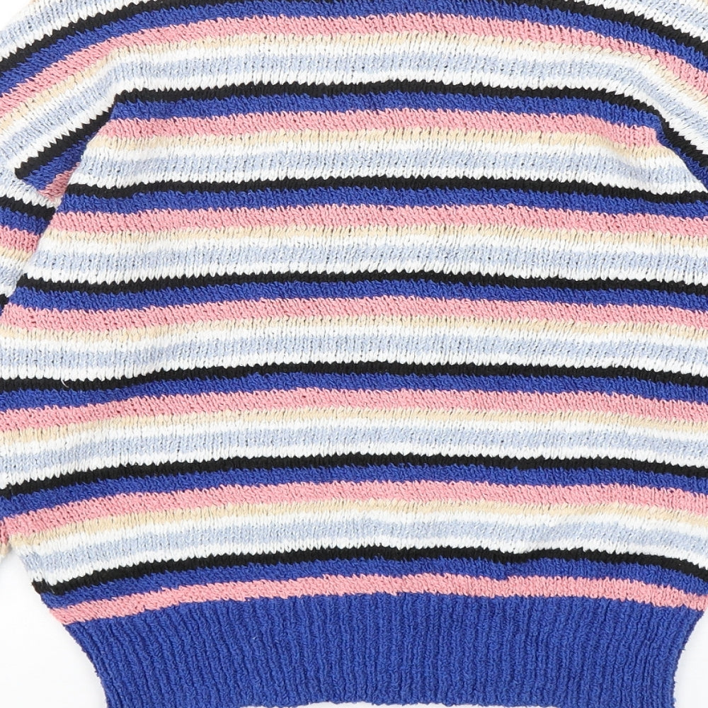 Marks and Spencer Womens Multicoloured Round Neck Striped Polyester Pullover Jumper Size S