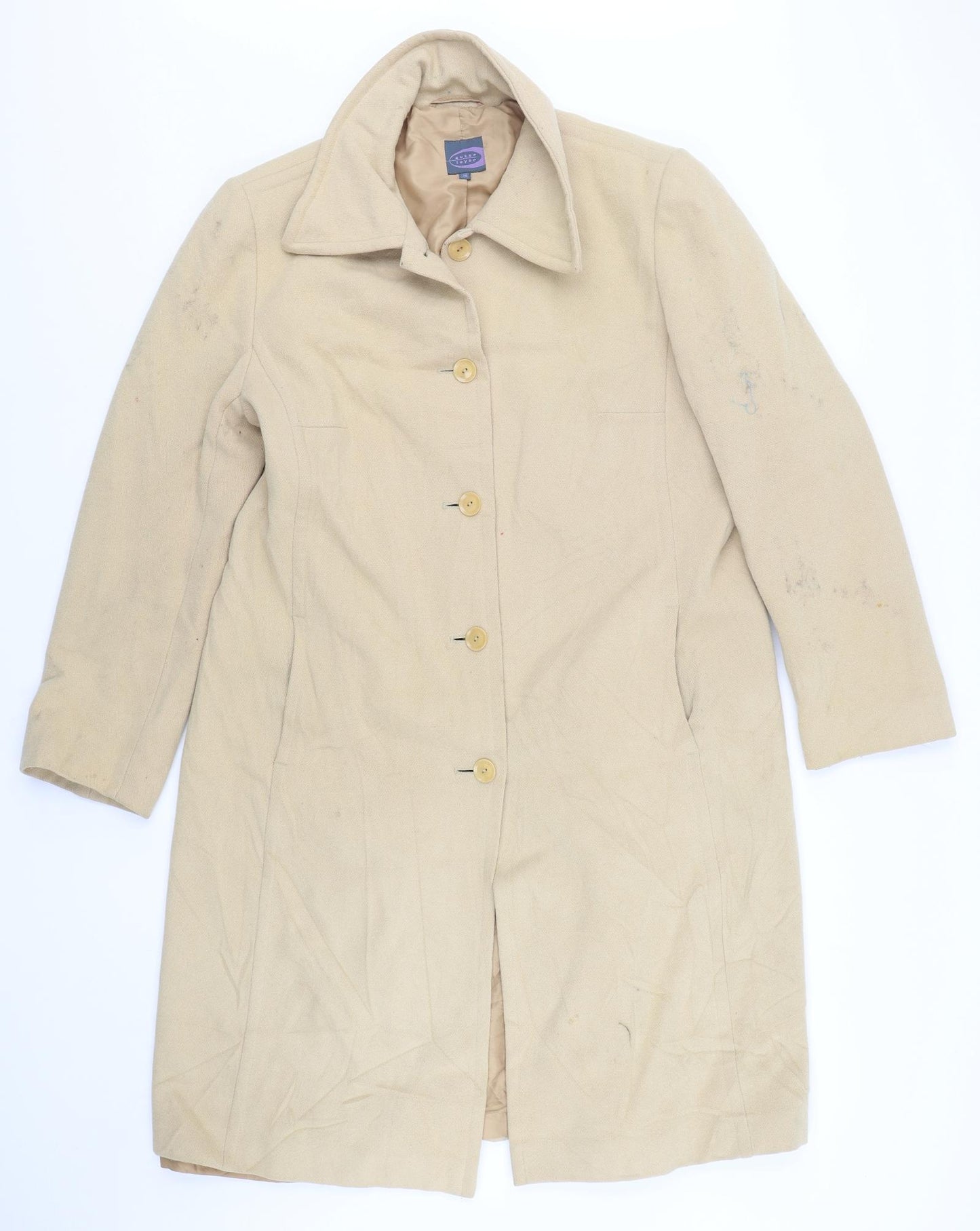 Outer Layer Womens Beige   Overcoat Coat Size 18