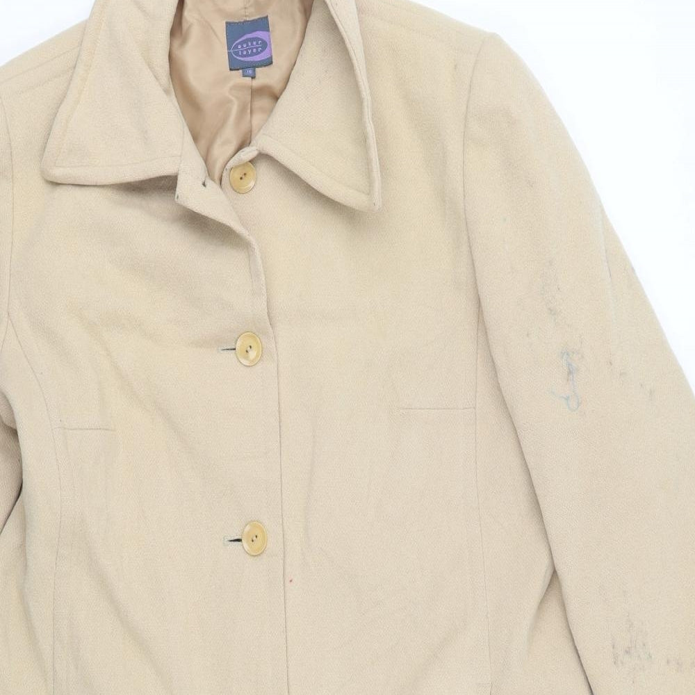 Outer Layer Womens Beige   Overcoat Coat Size 18