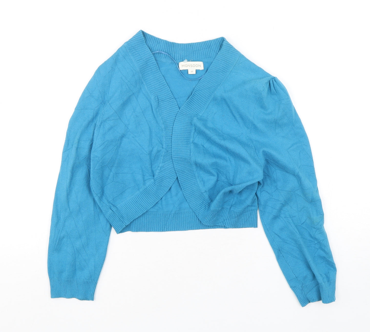 Monsoon Womens Blue V-Neck  Cotton Shrug Jumper Size M