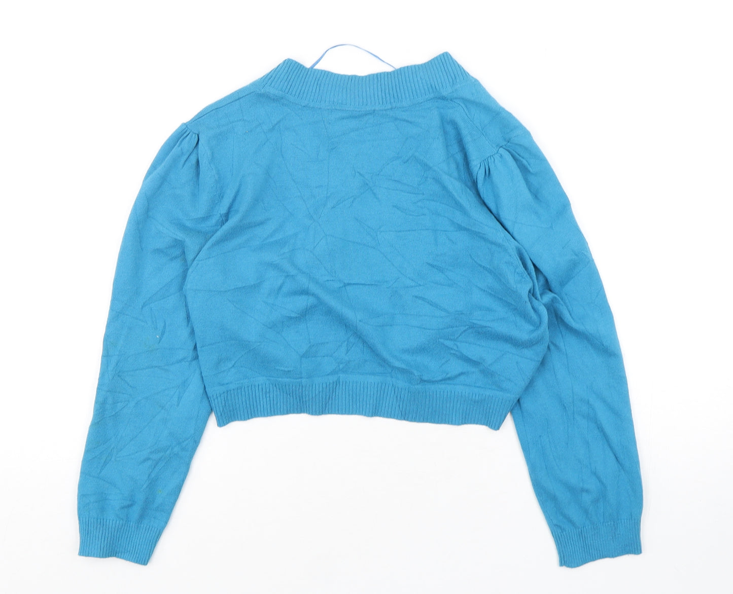 Monsoon Womens Blue V-Neck  Cotton Shrug Jumper Size M