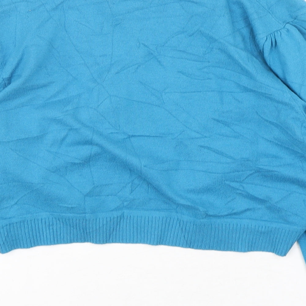 Monsoon Womens Blue V-Neck  Cotton Shrug Jumper Size M