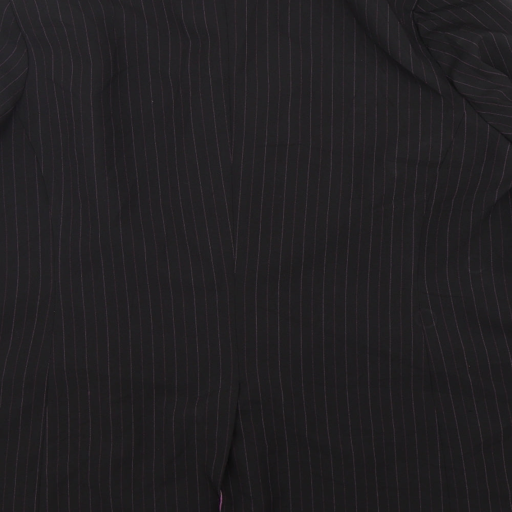 essence Womens Black Striped Polyester Jacket Suit Jacket Size 28