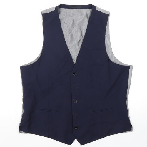 Samuel Slater Mens Blue  Wool Jacket Suit Waistcoat