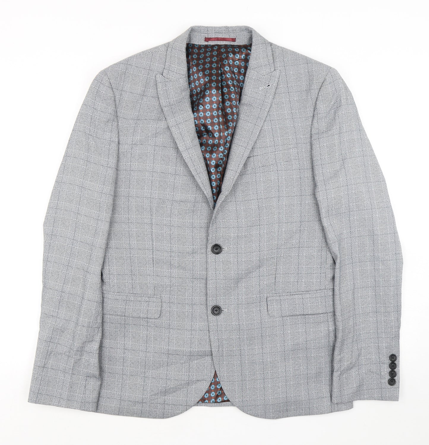 NEXT Mens Grey Houndstooth Polyester Jacket Suit Jacket