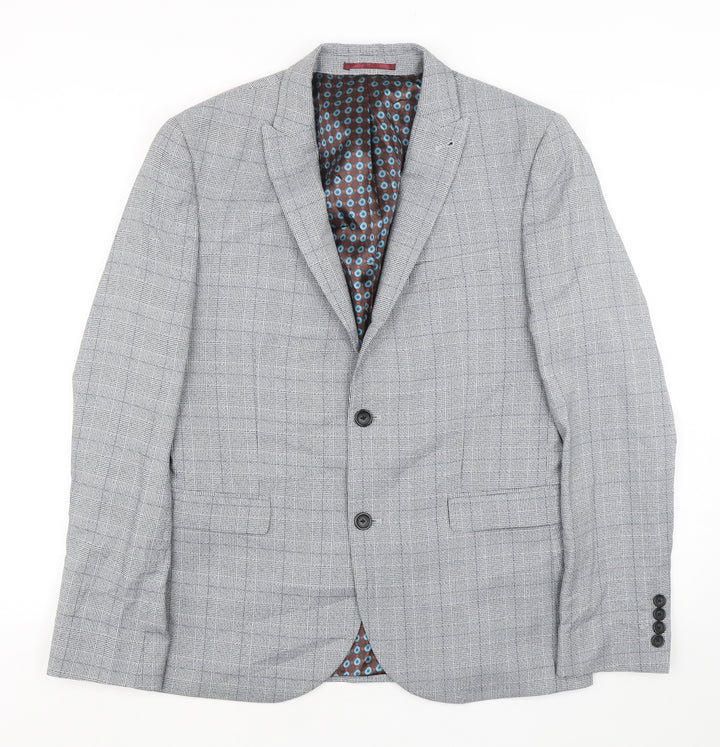 NEXT Mens Grey Houndstooth Polyester Jacket Suit Jacket
