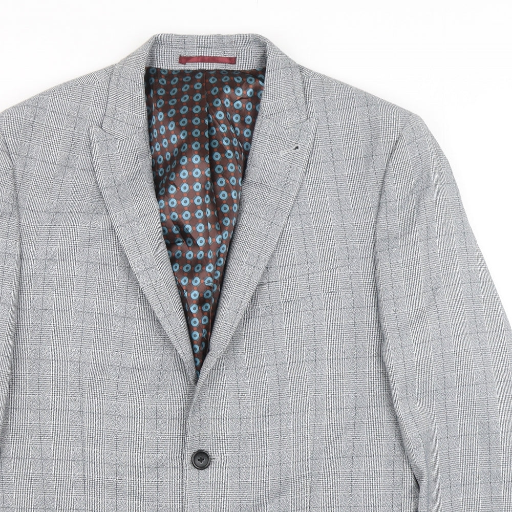 NEXT Mens Grey Houndstooth Polyester Jacket Suit Jacket