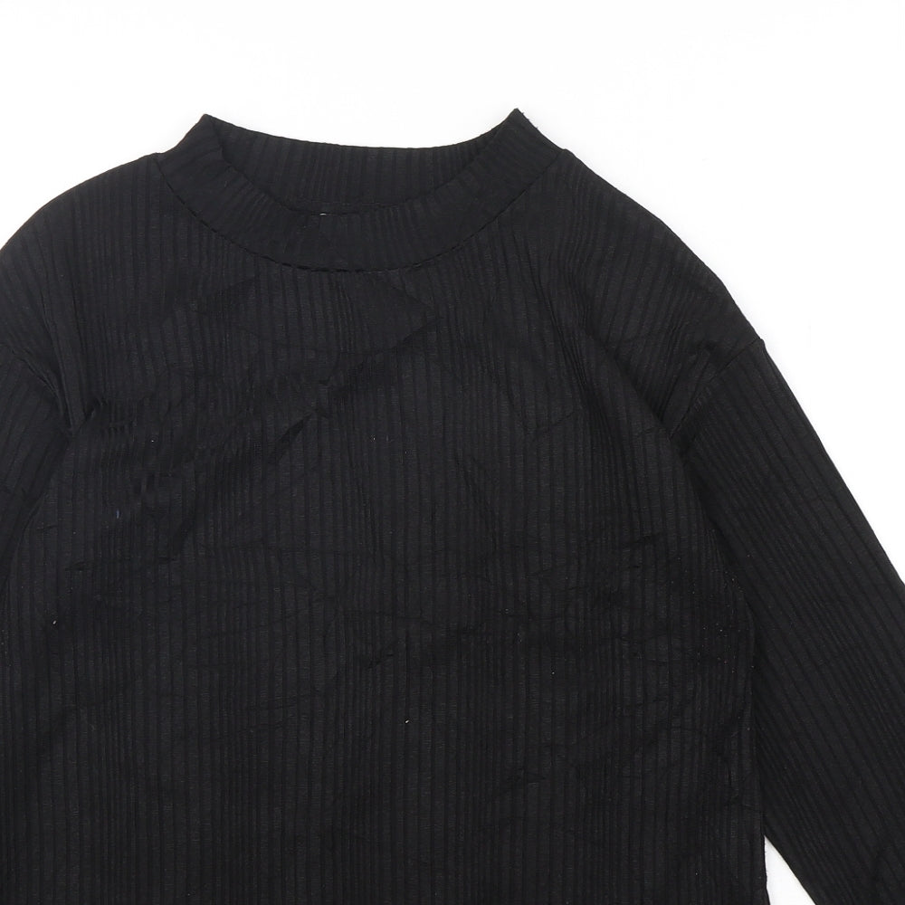 Papaya Womens Black Round Neck  Polyester Pullover Jumper Size 10