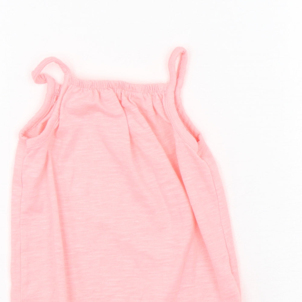 F&F Girls Pink  Polyester Dungaree One-Piece Size 9-12 Months